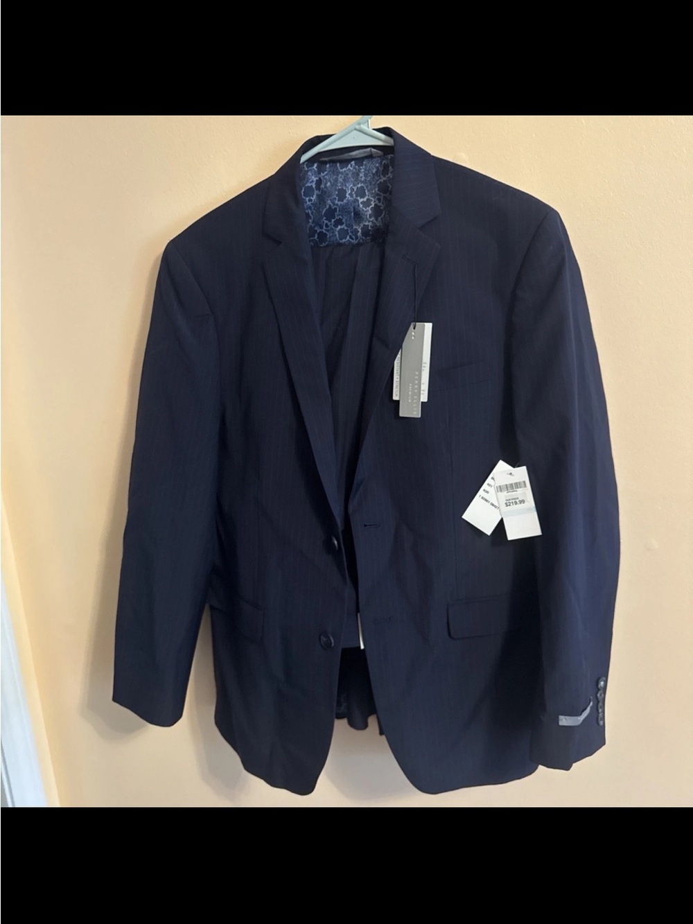 Perry Ellis Navy Pinstripe Suit Blazer and Pants